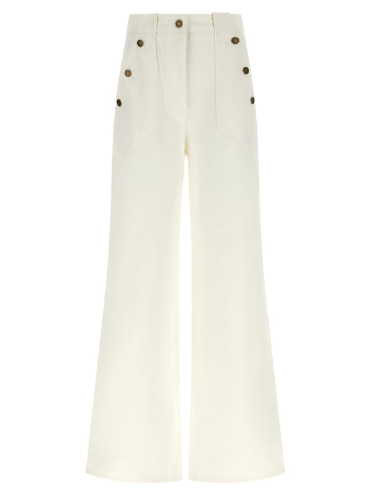 Max Mara Weiße Baumwoll-Hosen mit weitem Bein