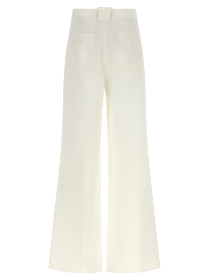 Max Mara Weiße Baumwoll-Hosen mit weitem Bein