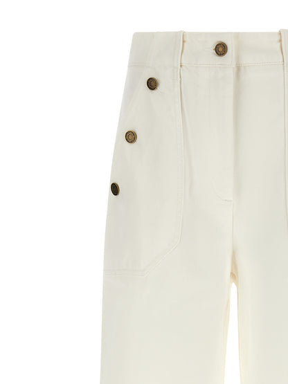 Max Mara Weiße Baumwoll-Hosen mit weitem Bein