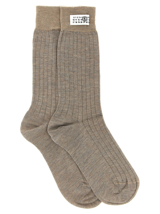 MM6 Maison Margiela Beige Wollsocken