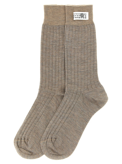 MM6 Maison Margiela Beige Wollsocken