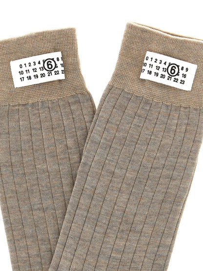 MM6 Maison Margiela Beige Wollsocken
