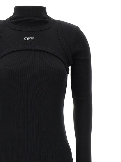Off-White Schwarzes Baumwoll-Midikleid