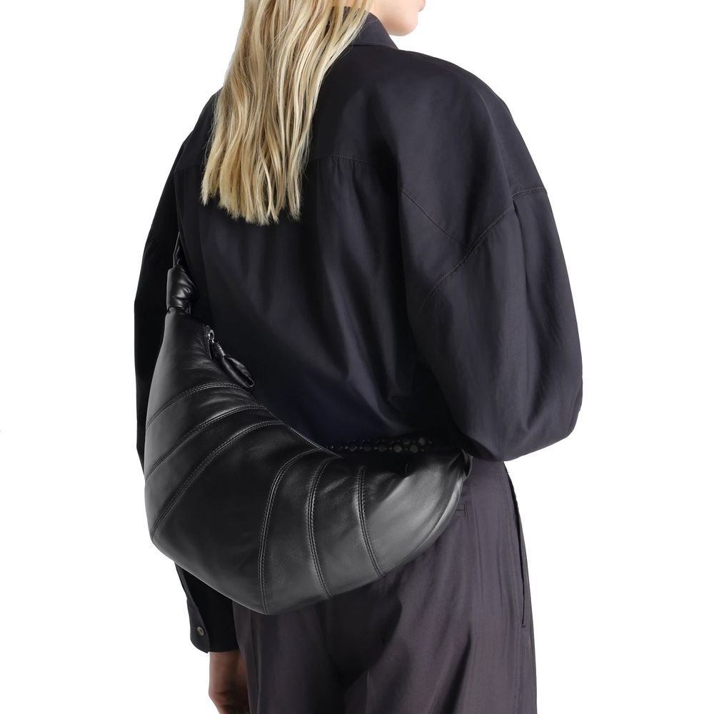 Lemaire Schwarze Lammleder-Schultertasche