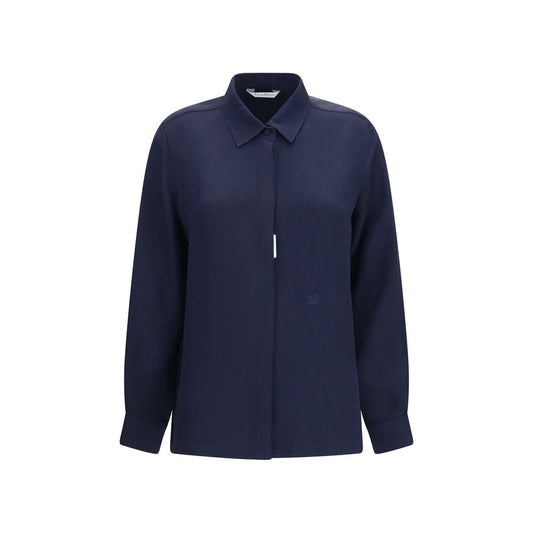 Max Mara Blaues Seidenhemd