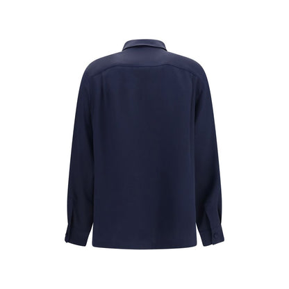 Max Mara Blaues Seidenhemd