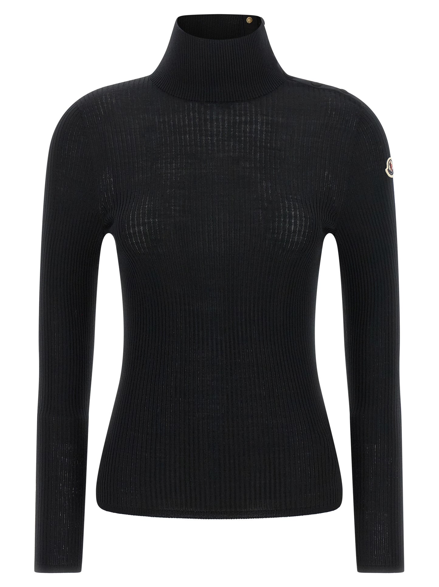 Moncler Schwarzer Cardigan aus Schurwolle