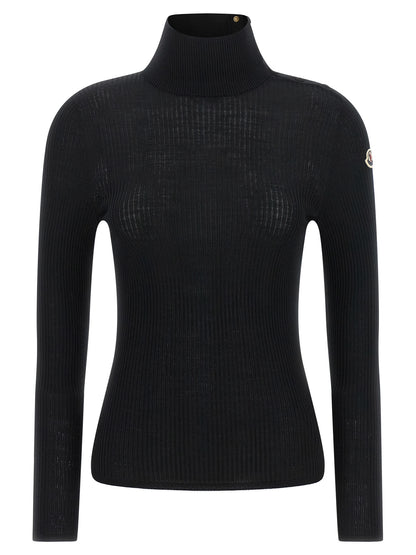 Moncler Schwarzer Cardigan aus Schurwolle