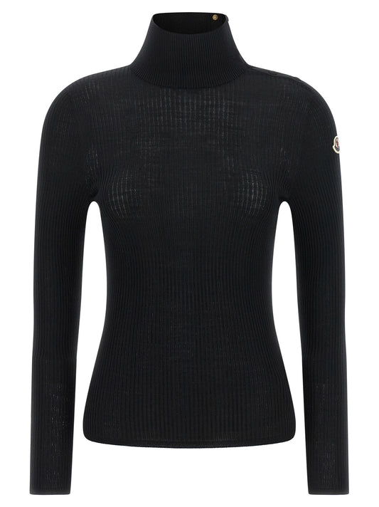 Moncler Schwarzer Cardigan aus Schurwolle