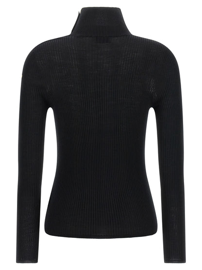 Moncler Schwarzer Cardigan aus Schurwolle