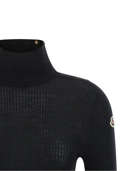 Moncler Schwarzer Cardigan aus Schurwolle