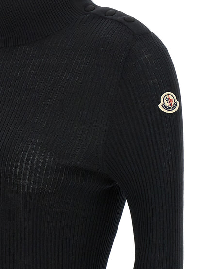 Moncler Schwarzer Cardigan aus Schurwolle