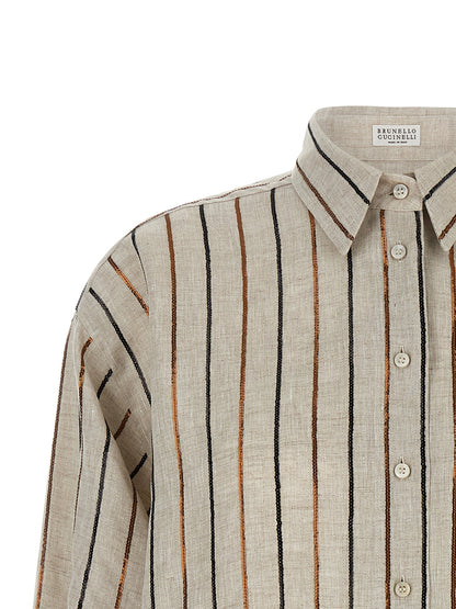 Brunello Cucinelli Bicolor Leinenbluse