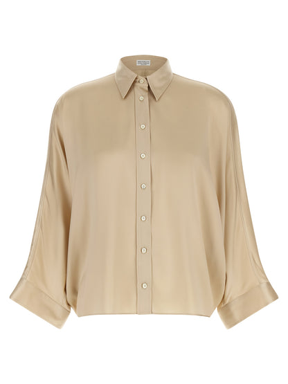 Brunello Cucinelli Beige Seidenbluse