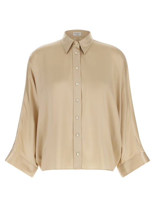 Brunello Cucinelli Beige Seidenbluse