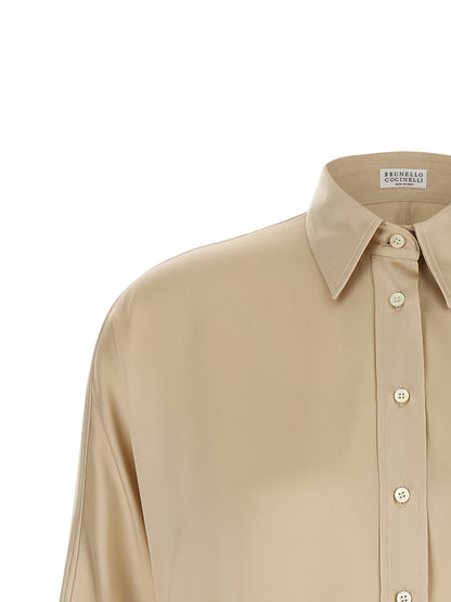 Brunello Cucinelli Beige Seidenbluse