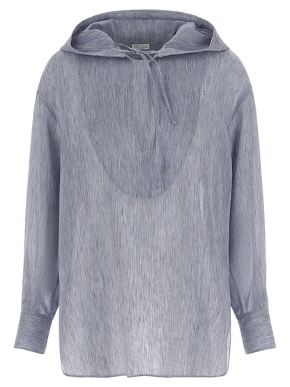 Brunello Cucinelli Blaue Leinenbluse