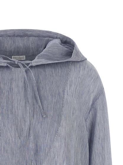 Brunello Cucinelli Blaue Leinenbluse