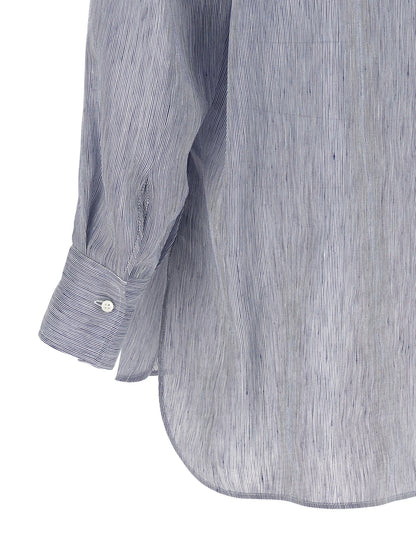 Brunello Cucinelli Blaue Leinenbluse