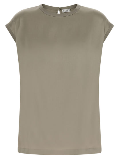 Brunello Cucinelli Zweifarbige Seidenbluse