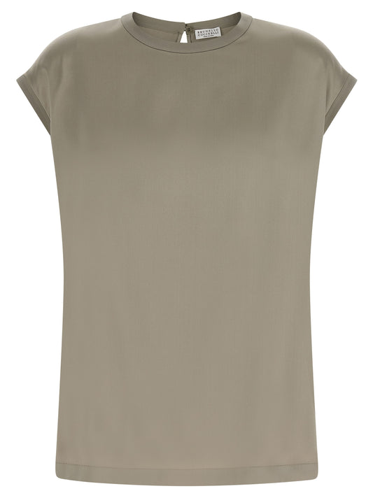 Brunello Cucinelli Zweifarbige Seidenbluse