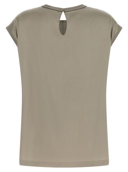 Brunello Cucinelli Zweifarbige Seidenbluse