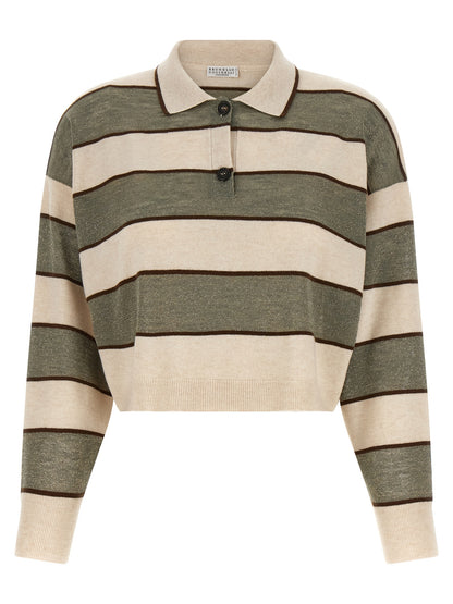 Brunello Cucinelli Mehrfarbiges Poloshirt aus reiner Schurwolle