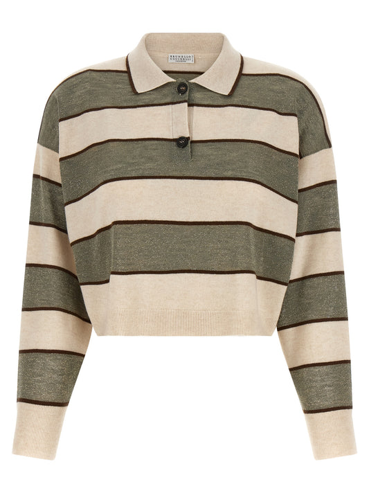 Brunello Cucinelli Mehrfarbiges Poloshirt aus reiner Schurwolle