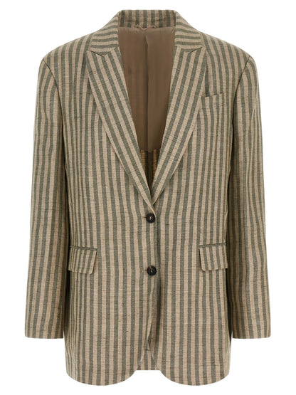 Brunello Cucinelli Zweifarbiger Leinenblazer