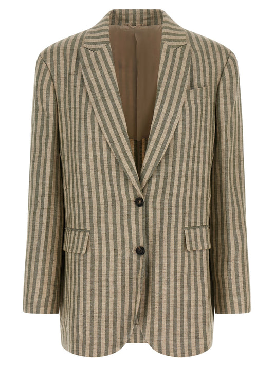 Brunello Cucinelli Zweifarbiger Leinenblazer