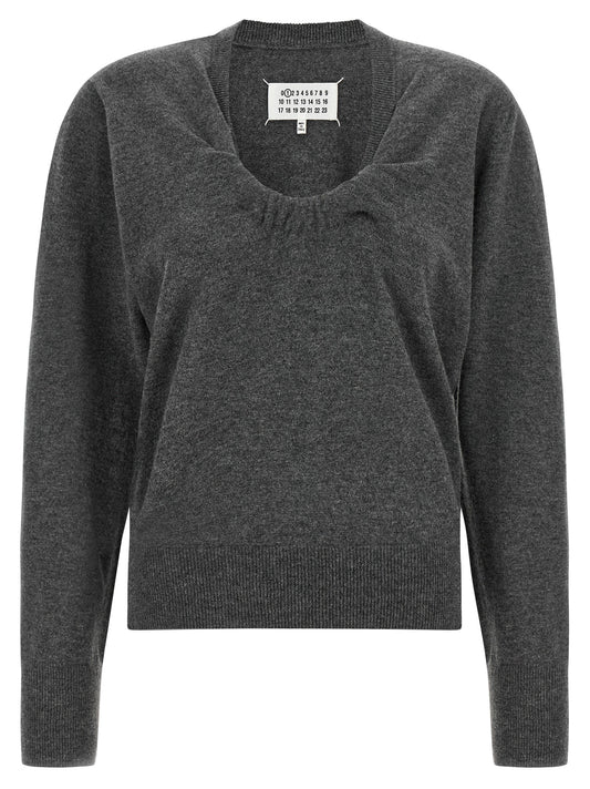 Maison Margiela Grauer Cardigan aus reiner Schurwolle