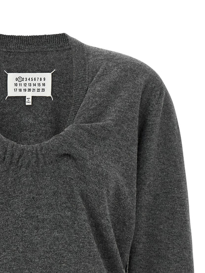 Maison Margiela Grauer Cardigan aus reiner Schurwolle