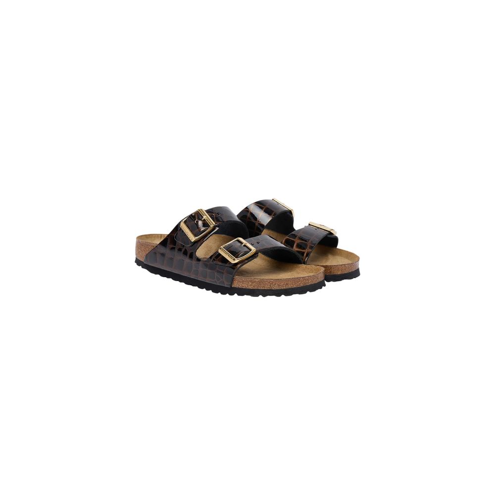 Birkenstock Schwarze flache Sandalen aus Leder