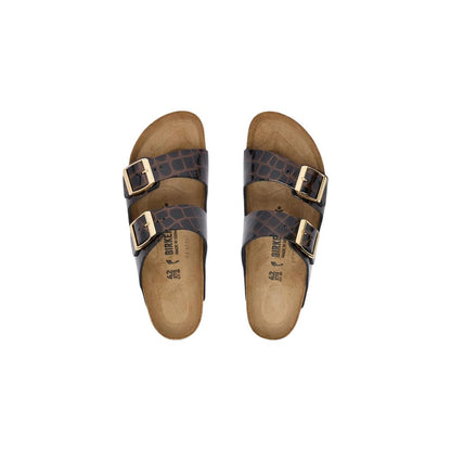 Birkenstock Schwarze flache Sandalen aus Leder