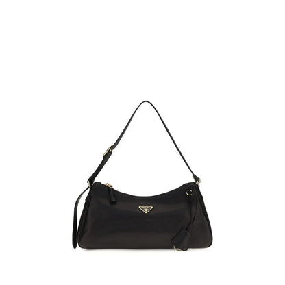 Prada Schwarze Bos Taurus Kalbsleder Schultertasche