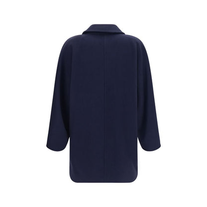 Max Mara Blaue Jacke aus Wolle Oves Aries in voller Länge