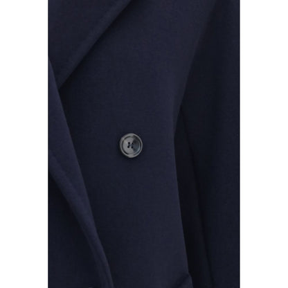 Max Mara Blaue Jacke aus Wolle Oves Aries in voller Länge