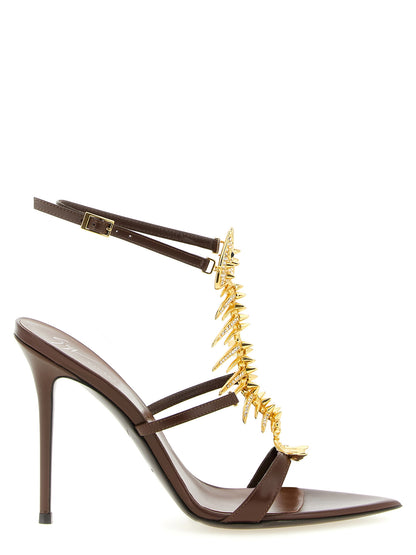 Giuseppe Zanotti Braune Sandalen mit Stilettoabsatz aus Lammleder