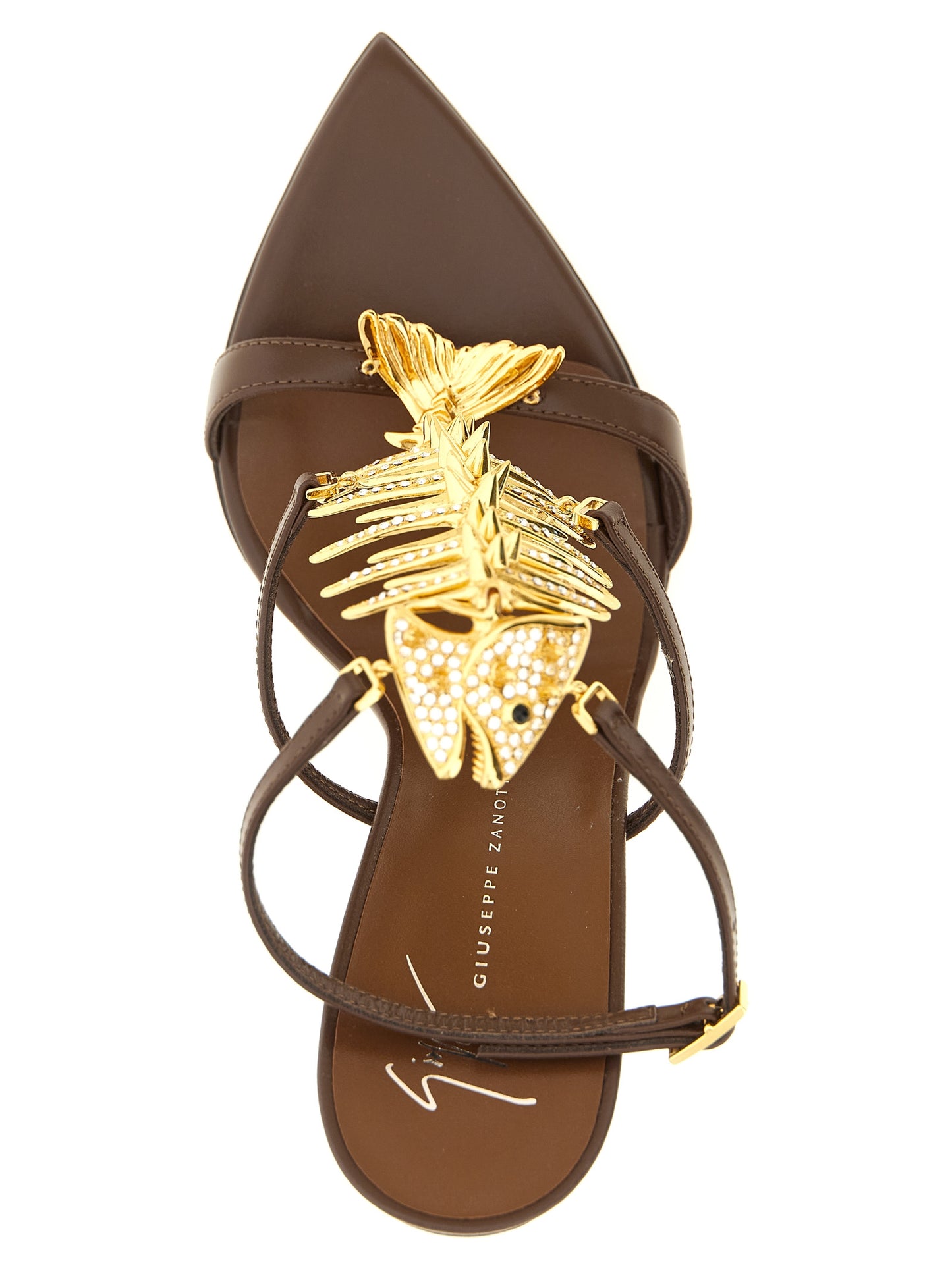 Giuseppe Zanotti Braune Sandalen mit Stilettoabsatz aus Lammleder