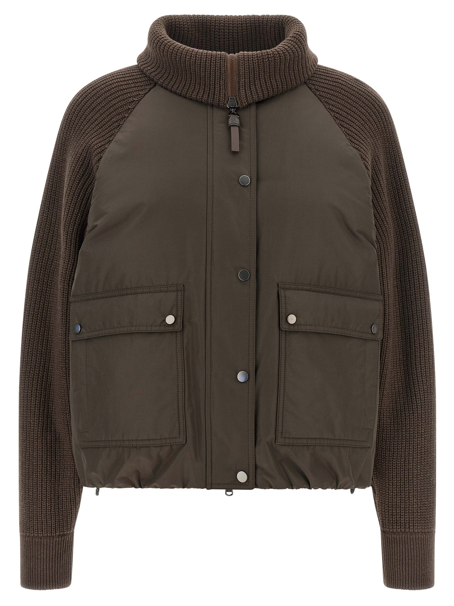 Brunello Cucinelli Braune Baumwolljacke in voller Länge