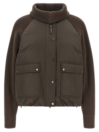 Brunello Cucinelli Braune Baumwolljacke in voller Länge