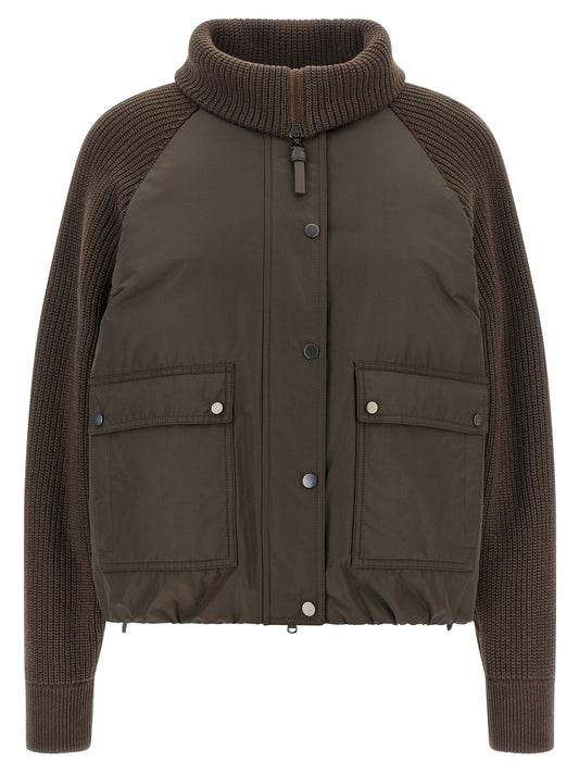 Brunello Cucinelli Braune Baumwolljacke in voller Länge