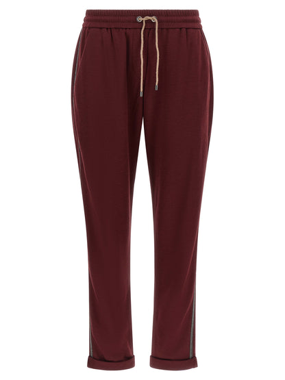 Brunello Cucinelli Bordeaux Baumwoll-Jogginghose (Trainingshose)