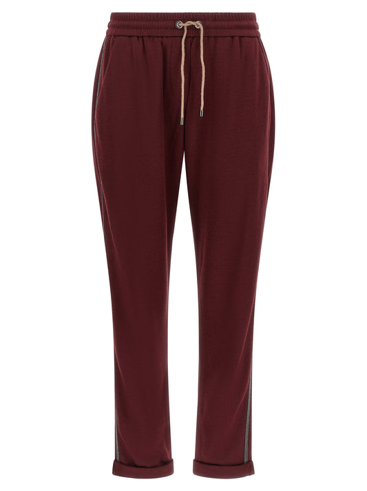 Brunello Cucinelli Bordeaux Baumwoll-Jogginghose (Trainingshose)