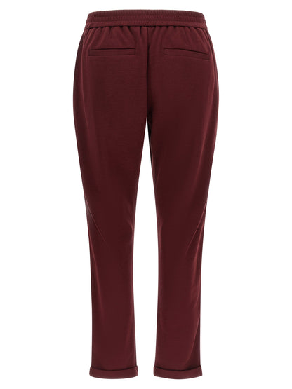 Brunello Cucinelli Bordeaux Baumwoll-Jogginghose (Trainingshose)