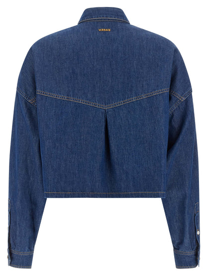 Versace Blaue Baumwollbluse