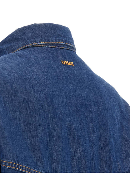 Versace Blaue Baumwollbluse