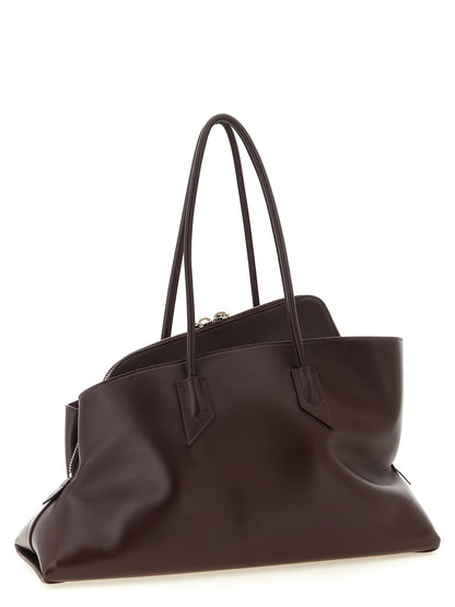 The Attico Schultertasche aus violettem Rindsleder