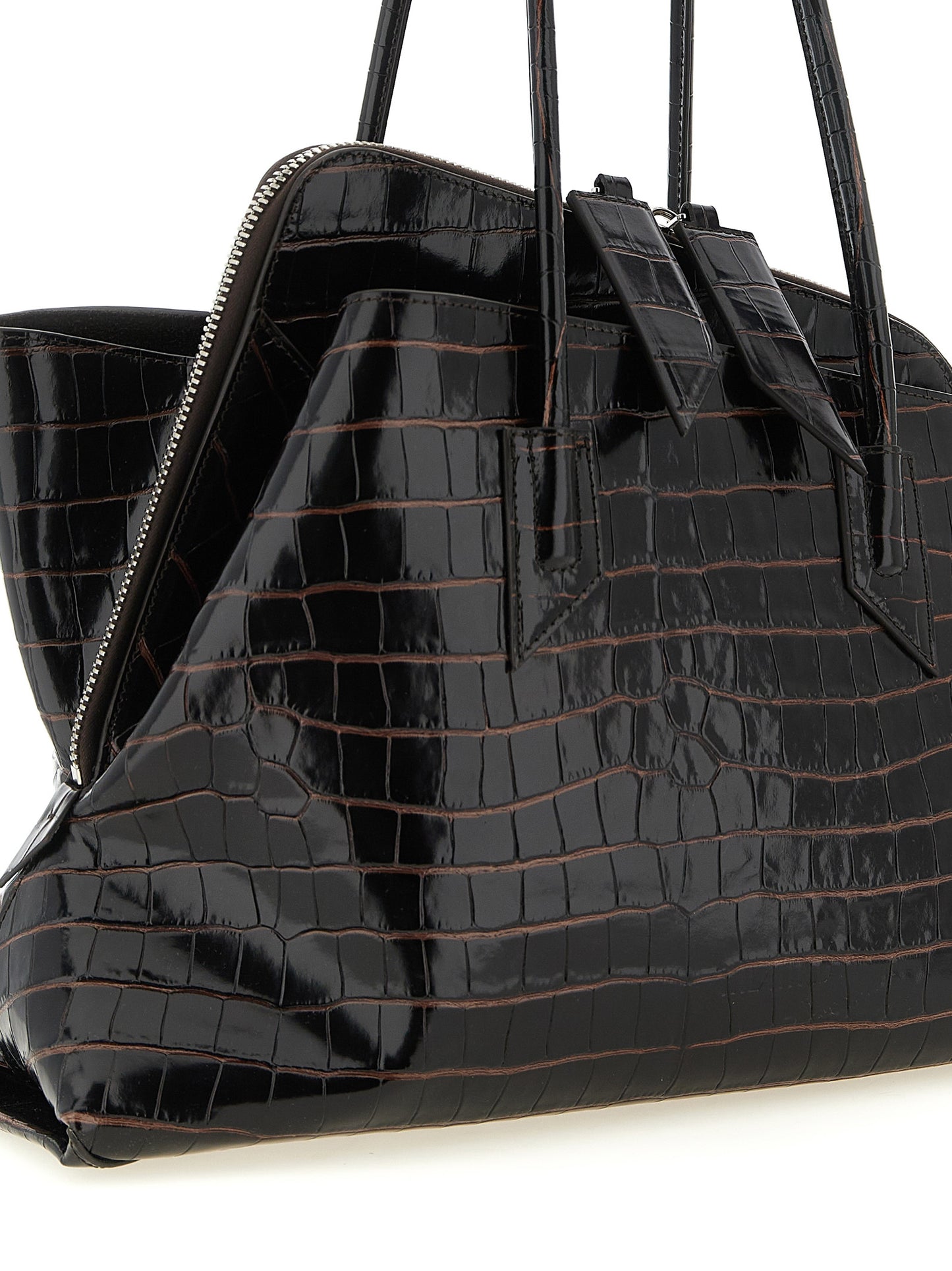 The Attico Schultertasche aus braunem Kalbsleder
