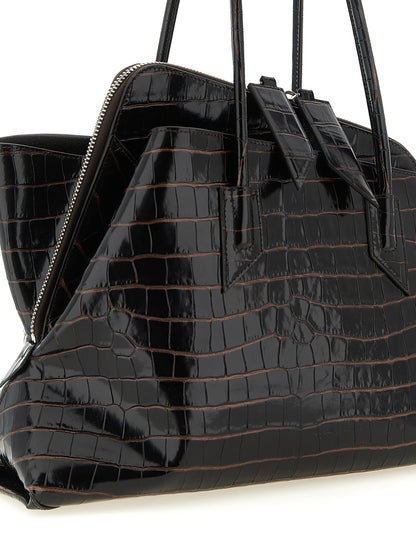 The Attico Schultertasche aus braunem Kalbsleder